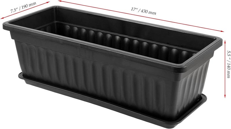 JOIKIT 17 Inches Black Plastic Planter Box, 6 Packs, Good Drainage, Indoor Outdoor Usage, for Garden, Windowsill, Patio, Balcony - Image 2